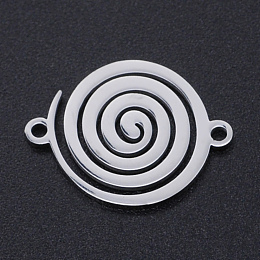 Honeyhandy 201 Stainless Steel Links connectors, Laser Cut, Vortex, Stainless Steel Color, 14x18x1mm, Hole: 1.4mm