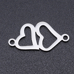 Honeyhandy 201 Stainless Steel Links connectors, Laser Cut Links, Heart, Stainless Steel Color, 19x9.5x1mm, Hole: 1.4mm