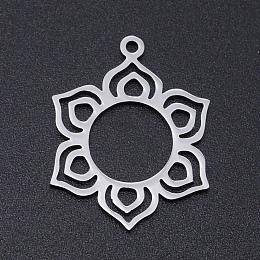 Honeyhandy 304 Stainless Steel Pendants, Laser Cut Pendants, Flower, Stainless Steel Color, 25x19.5x1mm, Hole: 1.5mm