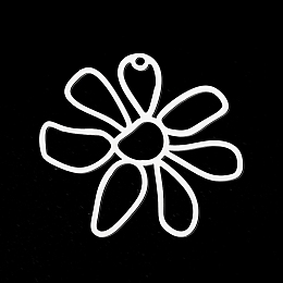 Honeyhandy 201 Stainless Steel Pendants, Laser Cut, Flower, Stainless Steel Color, 34.5x35x1mm, Hole: 1.6mm