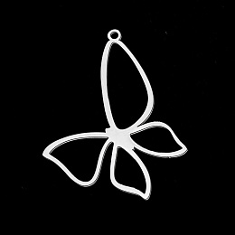 Honeyhandy 201 Stainless Steel Pendants, Laser Cut, Butterfly, Stainless Steel Color, 40x31x1mm, Hole: 1.5mm