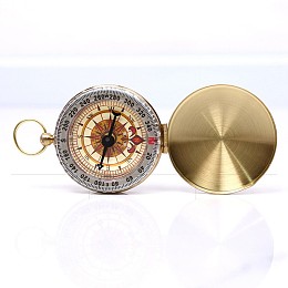 Honeyhandy Brass Luminous Compass, with Acrylic Glass, Golden, 70~120x50x12~15mm