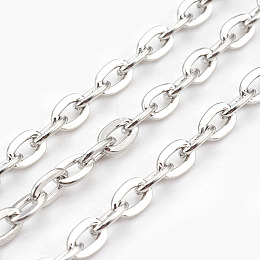 Honeyhandy Iron Cable Chains, Unwelded, Flat Oval, Cadmium Free & Lead Free, Platinum Color, 7x5.1x1.2mm