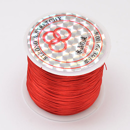 Honeyhandy Flat Elastic Crystal String, Elastic Beading Thread, for Stretch Bracelet Making, Dyed, Red, 0.8mm, about 65.61 yards(60m)/roll