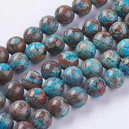 Honeyhandy Natural Chrysocolla Beads strands, Round, Dyed & Heated, 4mm, Hole: 0.8mm, about 99pcs/strand