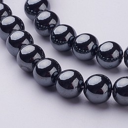 Honeyhandy 1 Strand Grade AAA Non-Magnetic Synthetic Hematite Round Beads Strands, Black, 10mm, Hole: 1.8~2mm, about 42pcs/strand