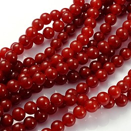 Honeyhandy Natural Carnelian Beads Strands, Dyed, Round, FireBrick, about 10mm in diameter, hole:1.2mm, about 39pcs/strand, 15~16 inch