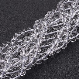 Honeyhandy Synthetic Quartz Crystal Beads Strands, Round, Clear, 6mm, Hole: 0.8mm, about 67pcs/strand, 15.5 inch