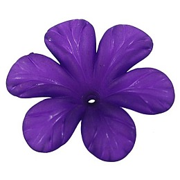 Honeyhandy Blue Violet Transparent Frosted Chunky Acrylic Flower Beads, about 33mm in diameter, 8mm thick, Hole: 1.5~2mm