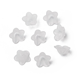 Honeyhandy Transparent Acrylic Beads, Flower, White, 13x7mm, Hole: 1mm