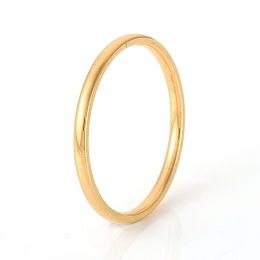 Honeyhandy 201 Stainless Steel Plain Band Rings, Golden, Size 6, Inner Diameter: 17mm