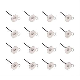 ARRICRAFT 50pcs Original Color 304 Stainless Steel Flat Round Blank Peg & Post Ear Studs Findings, 12x8x8mm, Hole: 1mm, Pin: 0.4mm