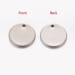 Honeyhandy 304 Stainless Steel Stamping Blank Tag Pendants, Flat Round, 13x0.8~1mm, Hole: 1.4mm