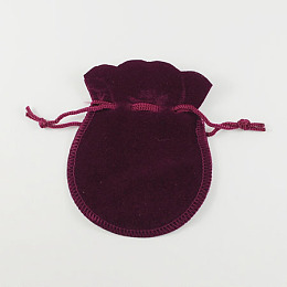 Honeyhandy Velvet Bags, Calabash Shape Drawstring Jewelry Pouches, Medium Violet Red, 9x7cm