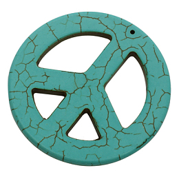 Honeyhandy Synthetic Howlite Big Pendants, Dyed, Peace Sign, Turquoise, 55x4mm, Hole: 1mm