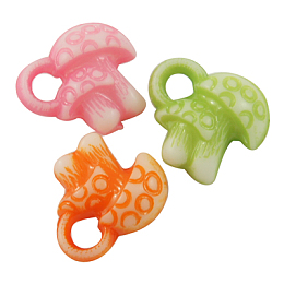 Honeyhandy Colorful Acrylic Charms, Craft Style, Mixed Color, Mushroom, about 13mm wide, 12mm long, hole: 3mm