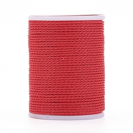 Honeyhandy Round Waxed Polyester Cord, Taiwan Waxed Cord, Twisted Cord, Red, 1mm, about 12.02 yards(11m)/roll