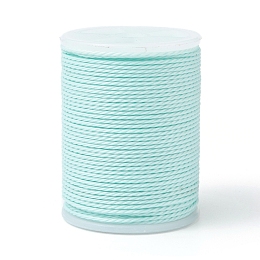 Honeyhandy Round Waxed Polyester Cord, Taiwan Waxed Cord, Twisted Cord, Light Cyan, 1mm, about 12.02 yards(11m)/roll