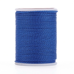 Honeyhandy Round Waxed Polyester Cord, Taiwan Waxed Cord, Twisted Cord, Blue, 1mm, about 12.02 yards(11m)/roll