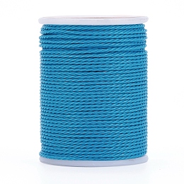 Honeyhandy Round Waxed Polyester Cord, Taiwan Waxed Cord, Twisted Cord, Cyan, 1mm, about 12.02 yards(11m)/roll