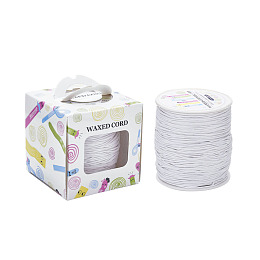 Honeyhandy Waxed Cotton Cords, White, 1mm, about 100yards/roll(91.44m/roll), 300 feet/roll