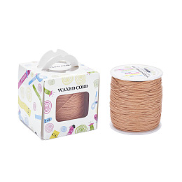 Honeyhandy Waxed Cotton Cords, PeachPuff, 1mm, about 100yards/roll(91.44m/roll), 300 feet/roll