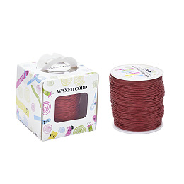 Honeyhandy Waxed Cotton Cords, Red, 1mm, about 100yards/roll(91.44m/roll), 300 feet/roll