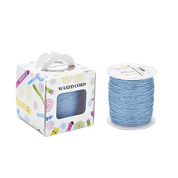 Honeyhandy Waxed Cotton Cords, Light Steel Blue, 1mm, about 100yards/roll(91.44m/roll), 300 feet/roll