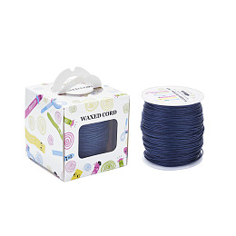 Honeyhandy Waxed Cotton Cords, Prussian Blue, 1mm, about 100yards/roll(91.44m/roll), 300 feet/roll