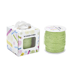 Honeyhandy Waxed Cotton Cords, Green Yellow, 1mm, about 100yards/roll(91.44m/roll), 300 feet/roll