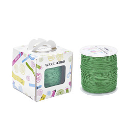 Honeyhandy Waxed Cotton Cords, Green, 1mm, about 100yards/roll(91.44m/roll), 300 feet/roll