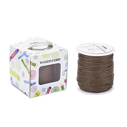 Honeyhandy Waxed Cotton Cords, Saddle Brown, 1mm, about 100yards/roll(91.44m/roll), 300 feet/roll