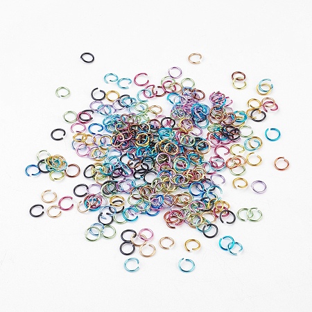 Honeyhandy Aluminum Wire Open Jump Rings, Ring, Mixed Color, 18 Gauge, 8x1mm, Inner Diameter: 6mm, about 3600pcs/200g