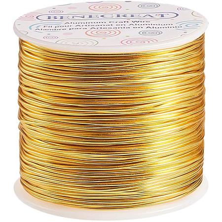 BENECREAT 12 17 18 Gauge Aluminum Wire (17 Gauge,380FT) Anodized Jewelry Craft Making Beading Floral Colored Aluminum Craft Wire - Light Gold