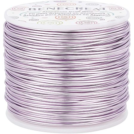 BENECREAT 17 Gauge 380FT Tarnish Resistant Jewelry Craft Wire Bendable Aluminum Sculpting Metal Wire for Jewelry Craft Beading Work, Lilac