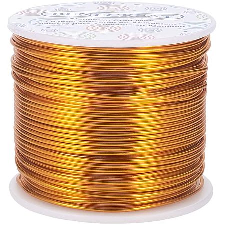 BENECREAT 15 Gauge 220FT Aluminum Wire Anodized Jewelry Craft Making Beading Floral Colored Aluminum Craft Wire - Gold