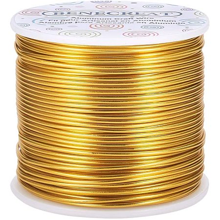 BENECREAT 15 Gauge 220FT Aluminum Wire Anodized Jewelry Craft Making Beading Floral Colored Aluminum Craft Wire - Light Gold