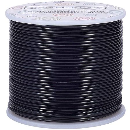 BENECREAT 15 Gauge 220FT Aluminum Wire Anodized Jewelry Craft Making Beading Floral Colored Aluminum Craft Wire - Black