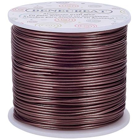 BENECREAT 15 Gauge 220FT Aluminum Wire Anodized Jewelry Craft Making Beading Floral Colored Aluminum Craft Wire - Brown