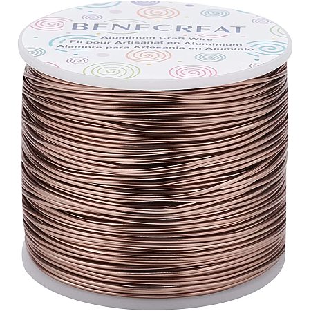 BENECREAT 380FT Matte Jewelry Craft Wire 17 Gauge Tarnish Resistant Aluminum Wire for Beading Earring Jewelry Making, Coconut Brown