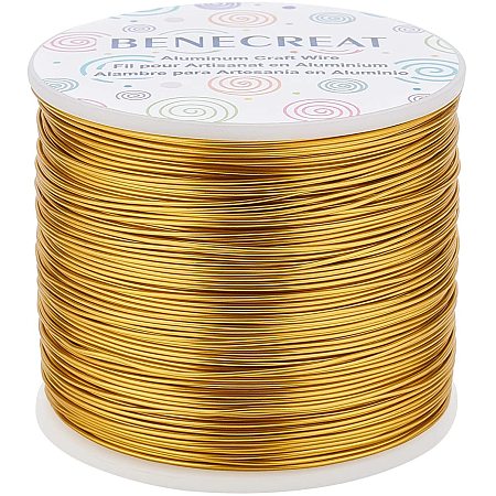 BENECREAT 223FT Matte Jewelry Craft Wire 15 Gauge Gold Tarnish Resistant Aluminum Wire for Beading Sculpting Model Making