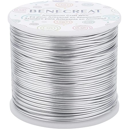 BENECREAT 380FT Silver Matte Jewelry Craft Wire 17 Gauge Tarnish Resistant Aluminum Wire for Beading Earring Jewelry Making