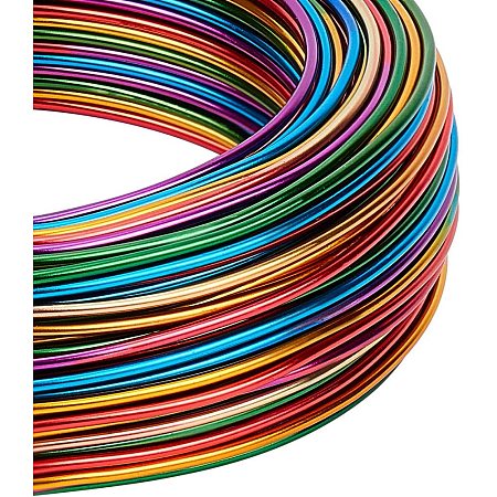 BENECREAT Multicoloured Jewelry Craft Aluminum Wire (15 Gauge, 136 Feet) Bendable Metal Wire with Storage Box for Jewelry Beading Craft Project - Gold, Green, Red, Purple, Blue