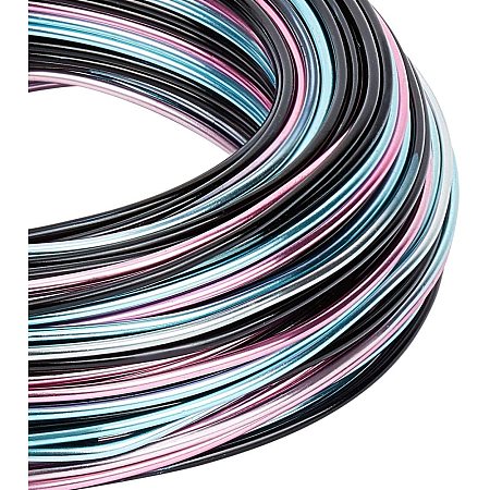 BENECREAT Multicolor Jewelry Craft Aluminum Wire (15 Gauge, 136 Feet) Bendable Metal Wire with Storage Box for Jewelry Beading Craft Project - Black, Blue, Pink