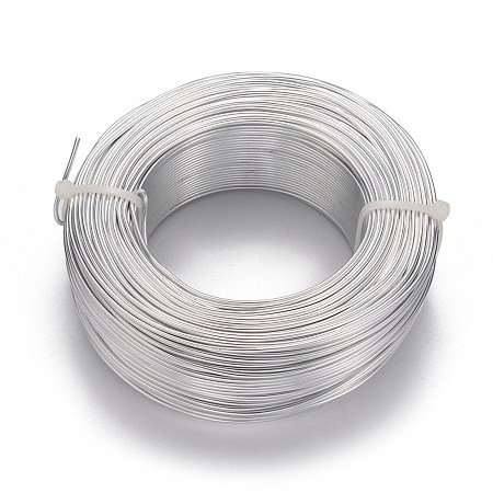 Honeyhandy Aluminum Wire, Flexible Craft Wire, for Beading Jewelry Doll Craft Making, Silver, 15 Gauge, 1.5mm, 100m/500g(328 Feet/500g)