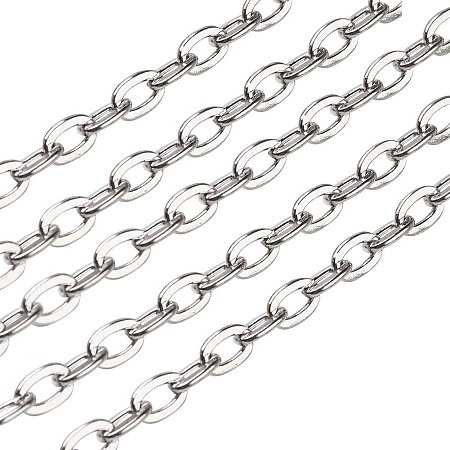 NBEADS 50m Iron Cross Chains, Cable Chains, Platinum Color, Size: Chains: about 5.9mm long, 3.9mm wide, 1mm thick; 50m/roll