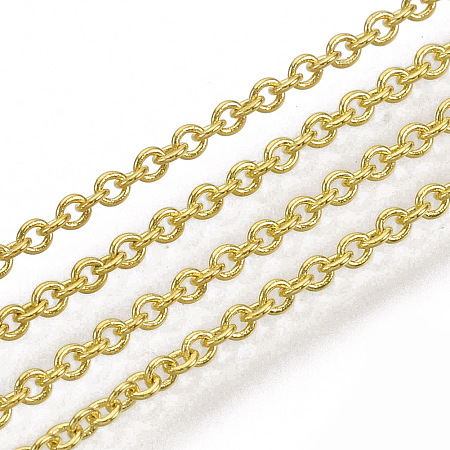 Honeyhandy Brass Cable Chains, Soldered, with Spool, Oval, Cadmium Free & Nickel Free & Lead Free, Long-Lasting Plated, Golden, 1.8x1.5x0.5mm, about 92m/roll