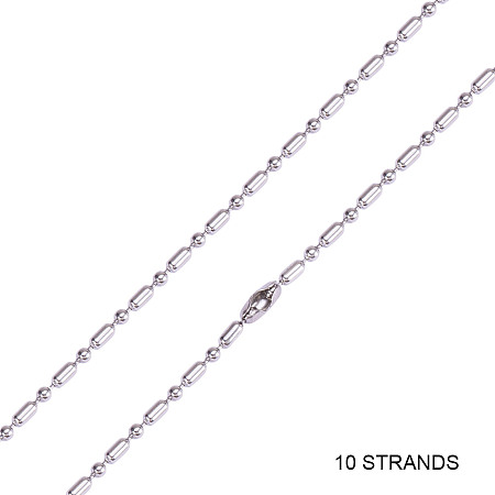 PandaHall Elite 10 Strands 304 Stainless Steel Ball Chain 1.5mm Round Column Shape Jewelry Making Necklace Chains 26 Inches