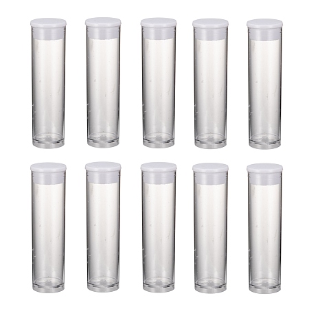 Honeyhandy Plastic Bead Containers, with Lids, Tube, Clear, Clear, 55x15mm
