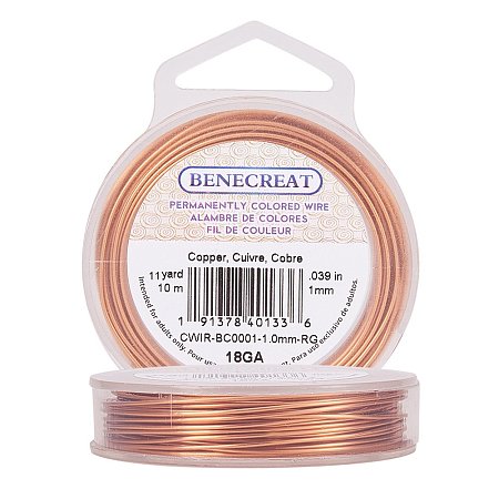 BENECREAT 18-Gauge Tarnish Resistant Copper Wire, 33-Feet/11-Yard